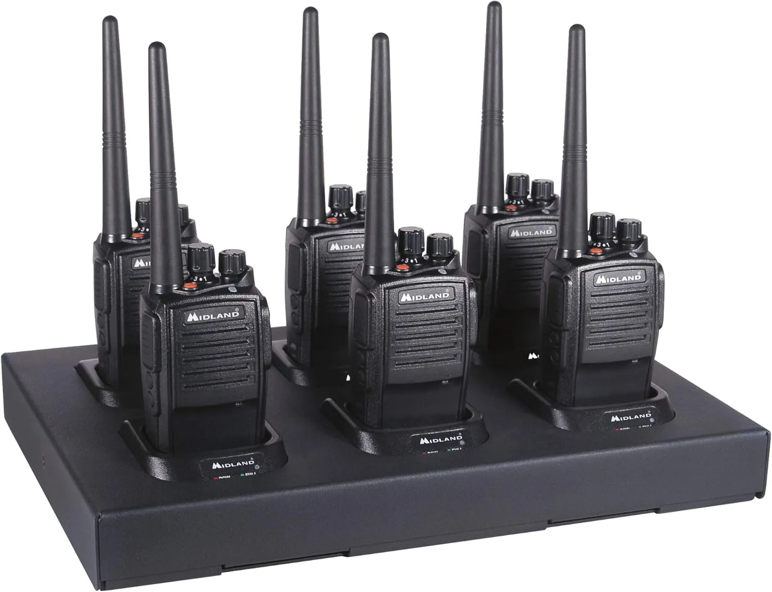 Midland® – MB400X6MC - Business Two-Way Radio - Easy to Program - 16 Channels Covers up to a 350,000 Square Foot Warehouse Construction Hospitality Event Management - Radios and Charger Bundle