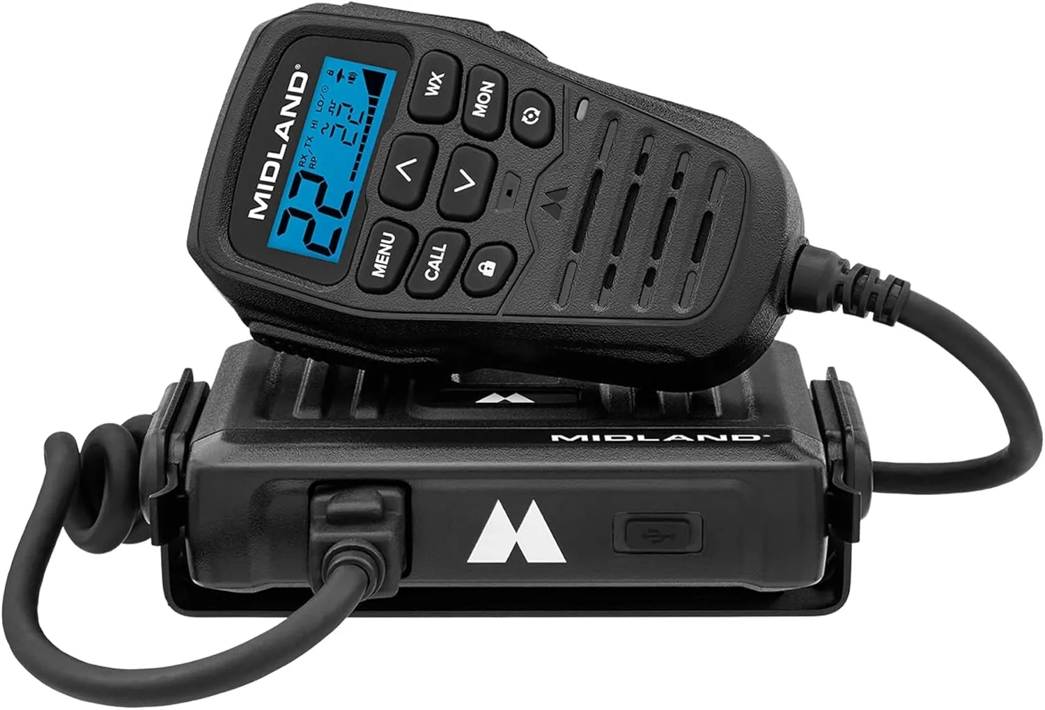 Midland - MXT275 MicroMobile GMRS Radio - 15 watts Two-Way Radio with Integrated Control Microphone - Overland Caravanning Tractors - Detachable External Magnetic Mount Antenna - 8 Repeater Channels