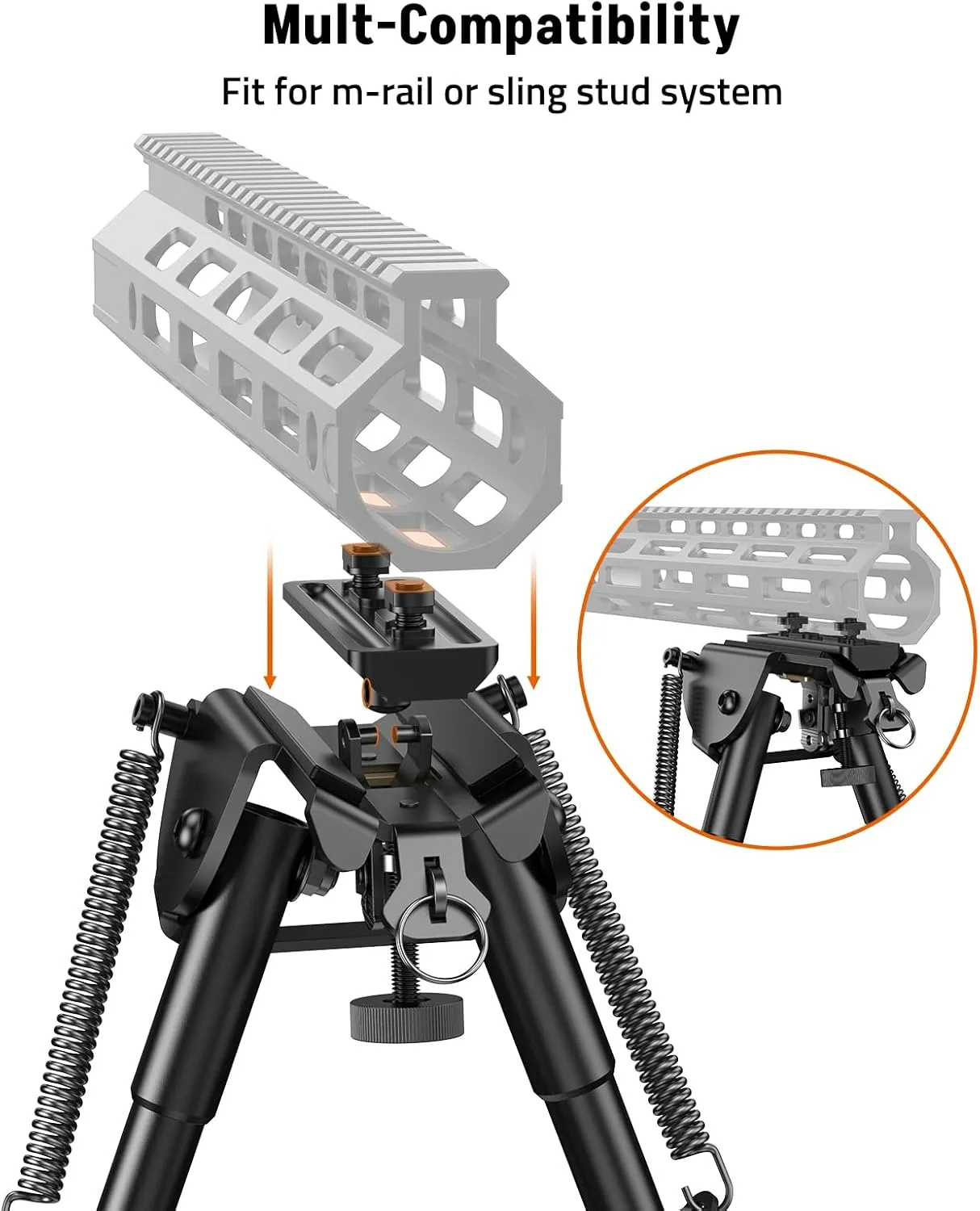 MidTen Bipods for Rifles M-Rail Sling Stud Bipod with Adapter 6-9 Inches