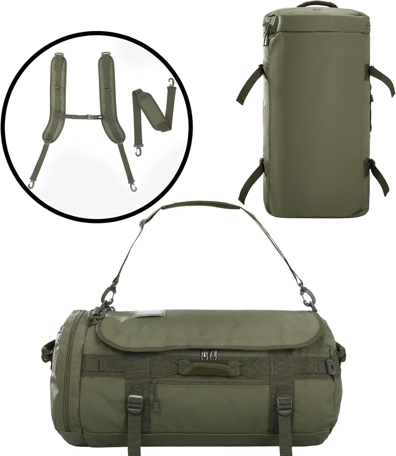 MIER Large Duffel Backpack Sports Gym Bag with Shoe Compartment, Heavy Duty and Water Resistant, Dark Green, 45L