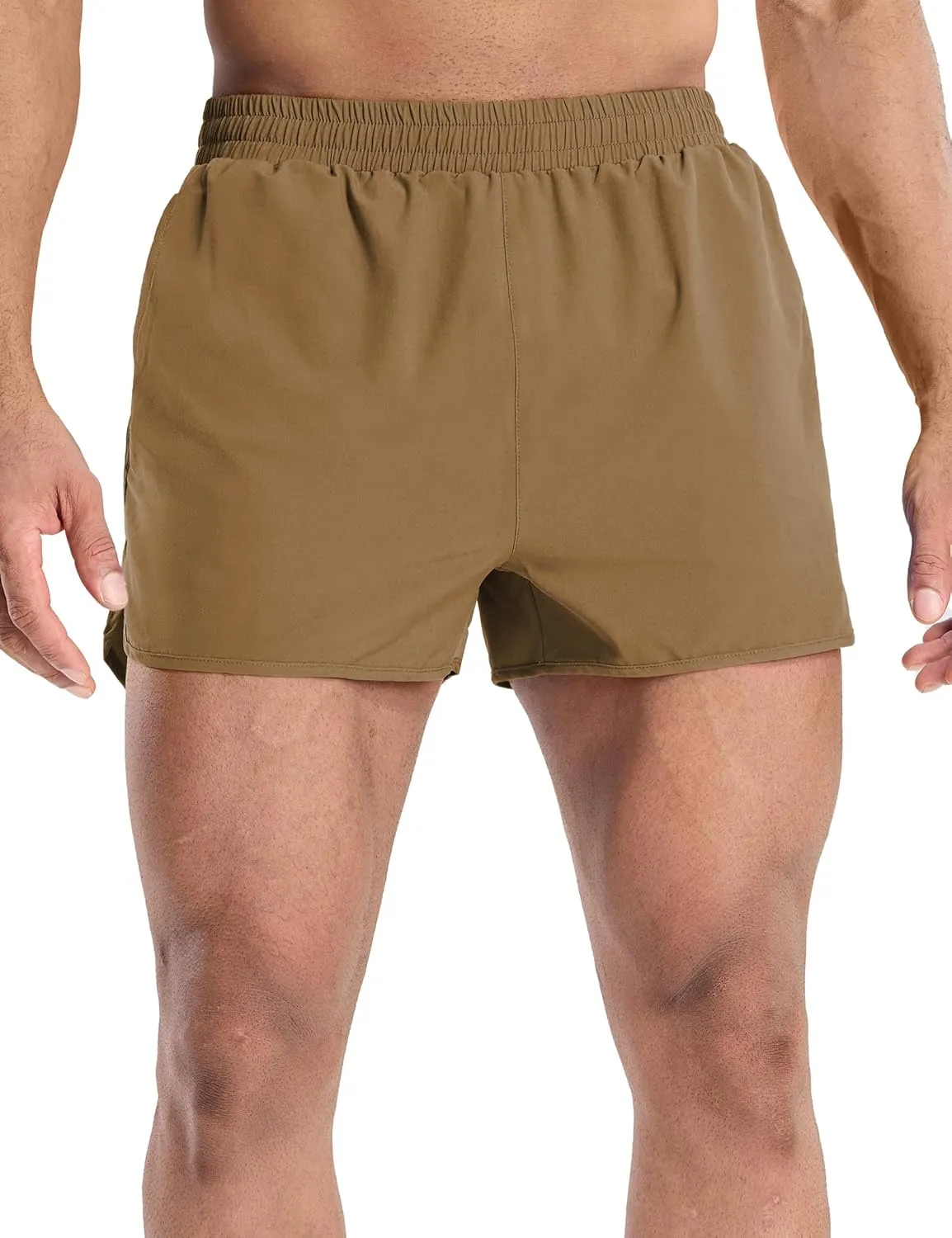 MIER Men’s Athletic Running Shorts with Brief Liner 3 Inch Quick Dry Lined Shorts with Zipper Pockets for Gym Workout