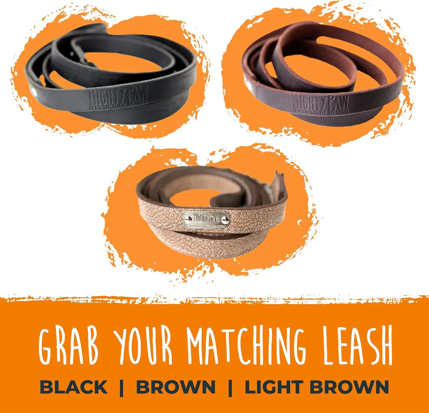 Mighty Paw Leather Dog Collar - Genuine Distressed Leather - Strong Metal Buckle - Ultimate Comfort - Modern Style for All Dogs Breeds - Comfort Puppy Collar - (Medium - Black)