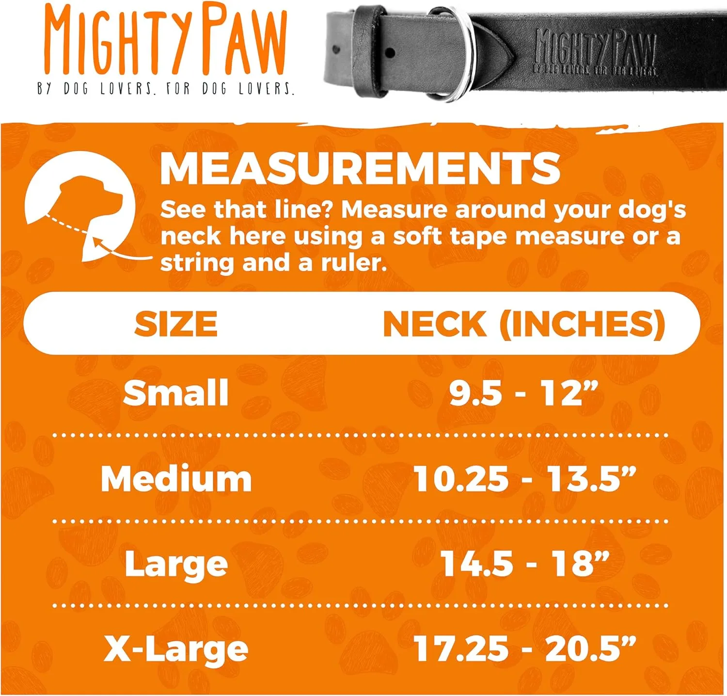 Mighty Paw Leather Dog Collar - Genuine Distressed Leather - Strong Metal Buckle - Ultimate Comfort - Modern Style for All Dogs Breeds - Comfort Puppy Collar - (Medium - Black)