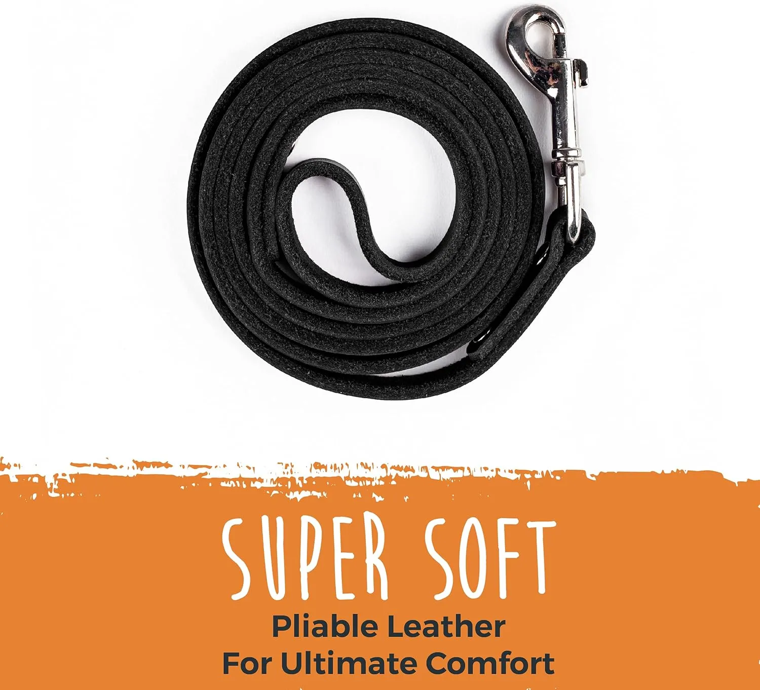 Mighty Paw Leather Dog Leash - Genuine Material Leather Leashes for All Pet Sizes - Pet Lead - 5 ft Premium Quality - Soft Material - Black