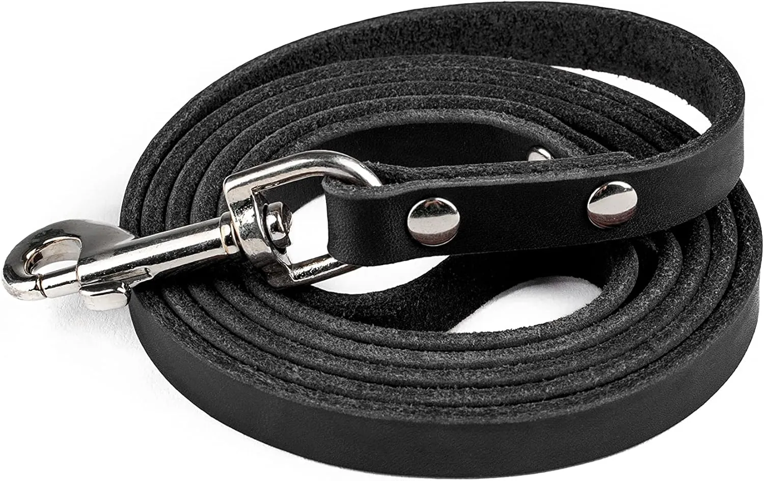 Mighty Paw Leather Dog Leash - Genuine Material Leather Leashes for All Pet Sizes - Pet Lead - 5 ft Premium Quality - Soft Material - Black