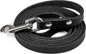 Mighty Paw Leather Dog Leash - Genuine Material Leather Leashes for All Pet Sizes - Pet Lead - 5 ft Premium Quality - Soft Material - Black