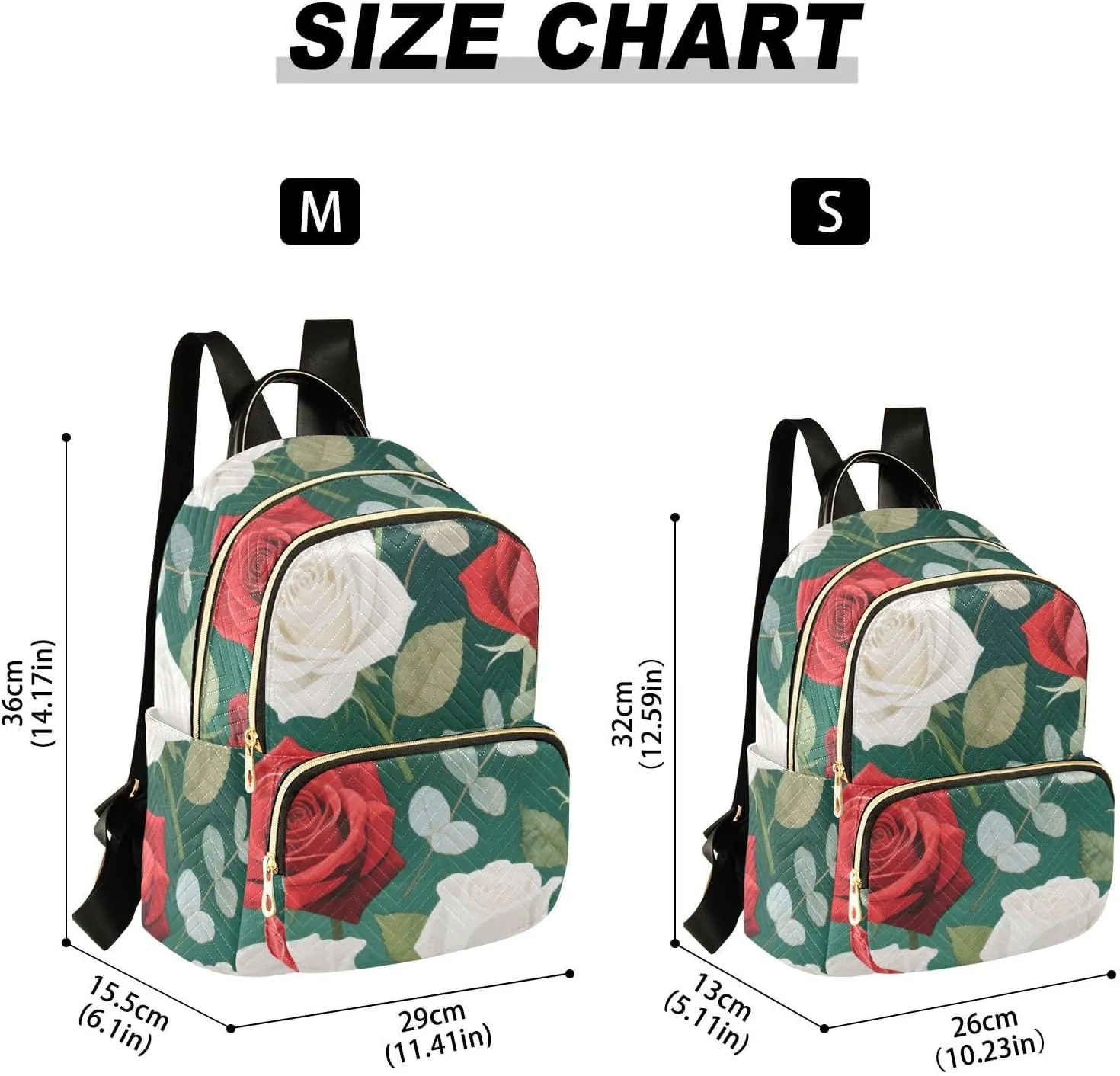 Mini Backpack Quilted Purse for Womens Small Backpack Daypack Rose Design for Travel Daily Work,Multi10