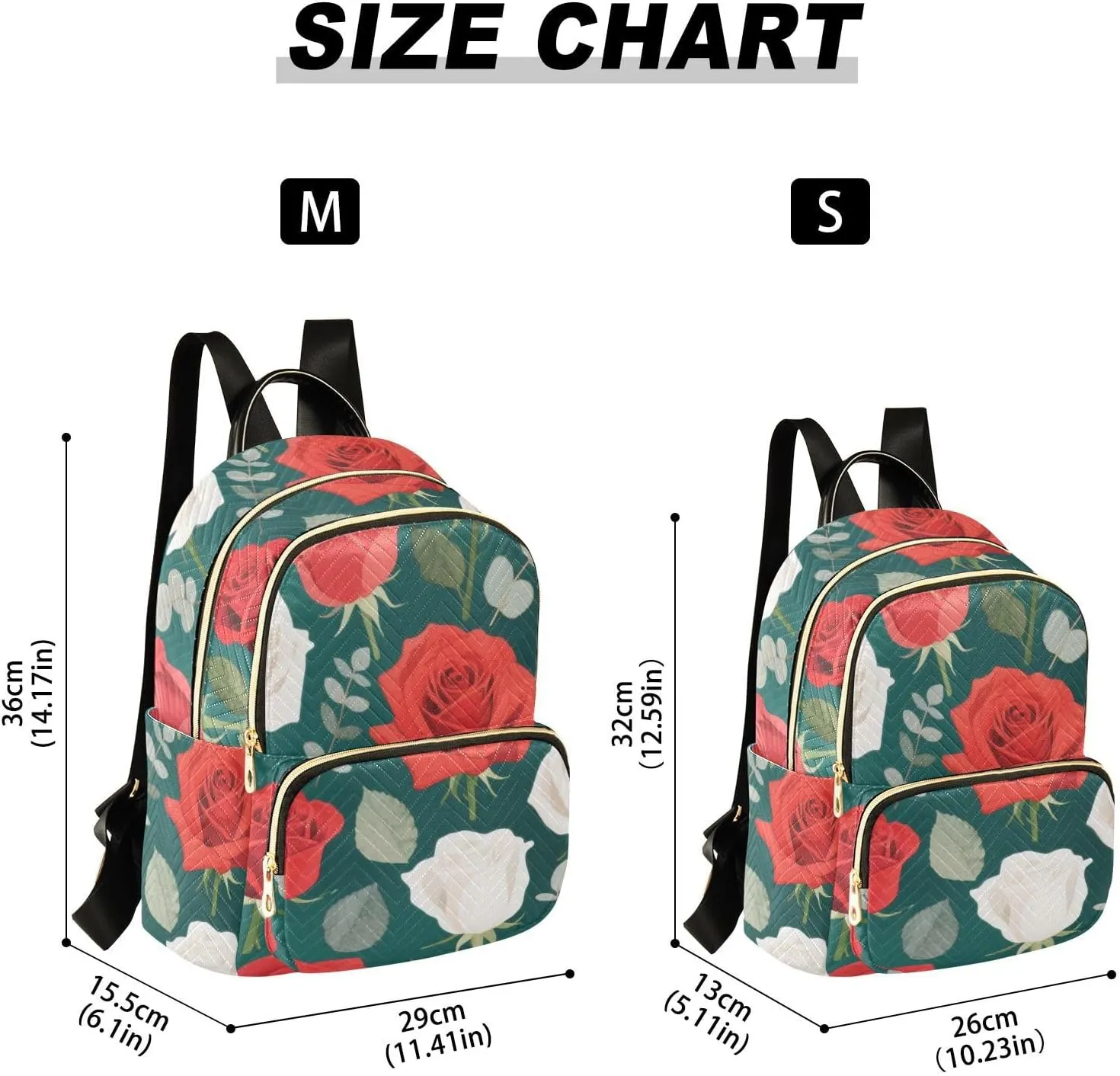 Mini Backpack Quilted Purse for Womens Small Backpack Daypack Rose Design for Travel Daily Work,Multi2