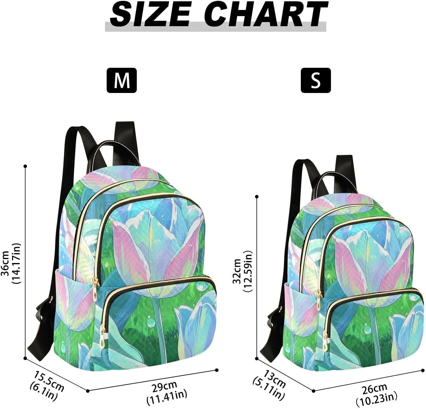 Mini Backpack Quilted Purse for Womens Small Backpack Daypack Tulips Design for Travel Daily Office,Multi3
