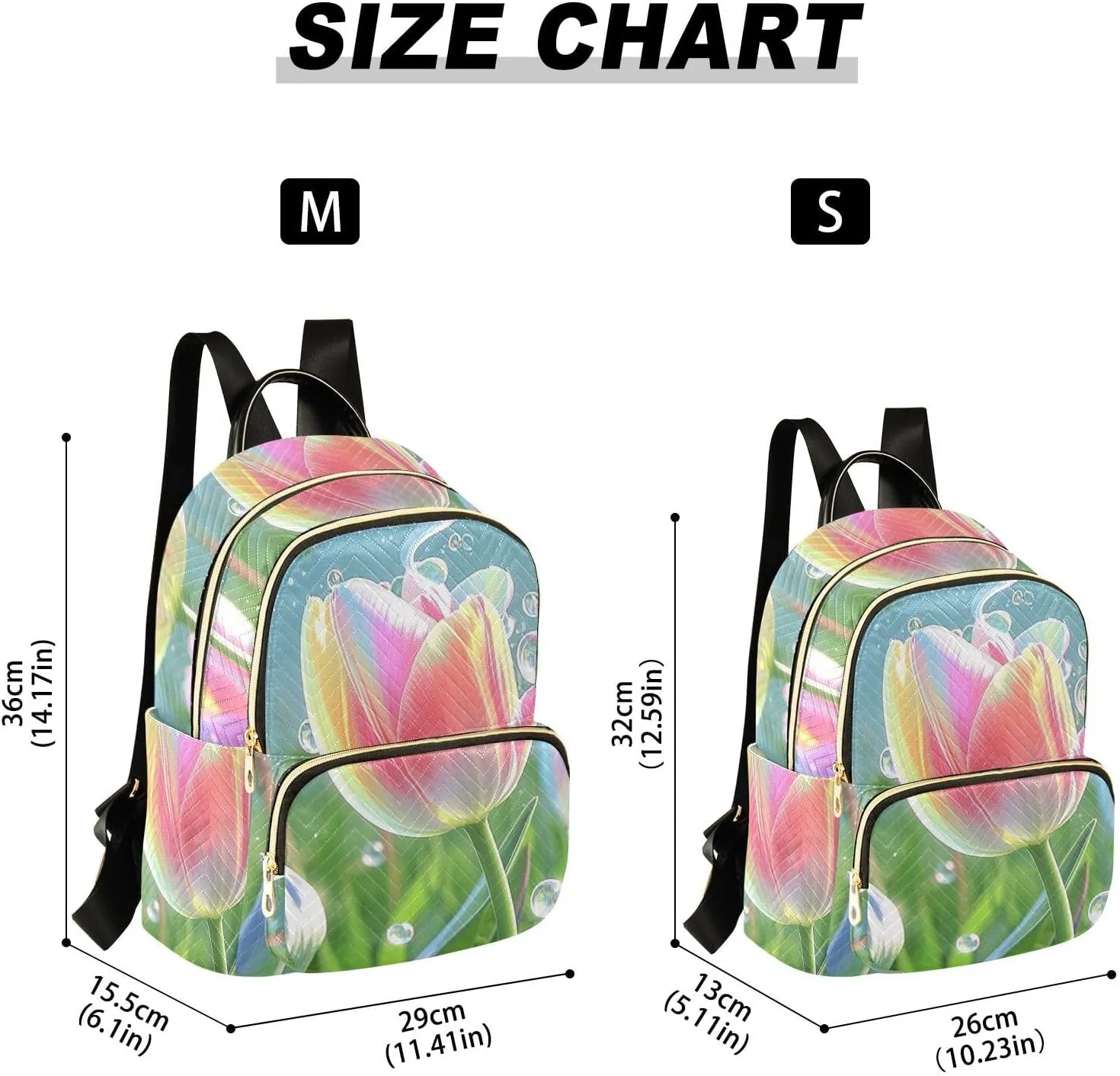 Mini Backpack Quilted Purse for Womens Small Backpack Daypack Tulips Design for Travel Daily Work,Multi10