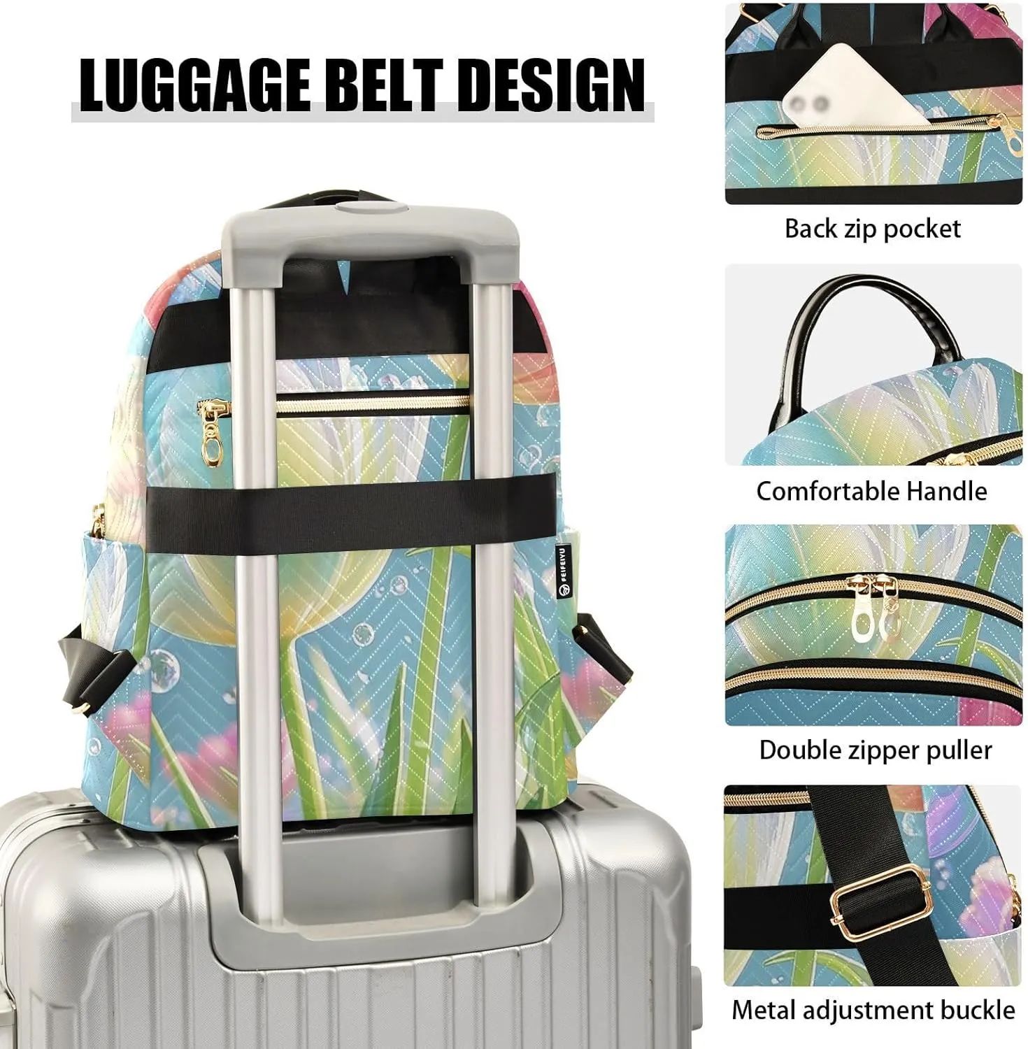 Mini Backpack Quilted Purse for Womens Small Backpack Daypack Tulips Design for Travel Daily Work,Multi1