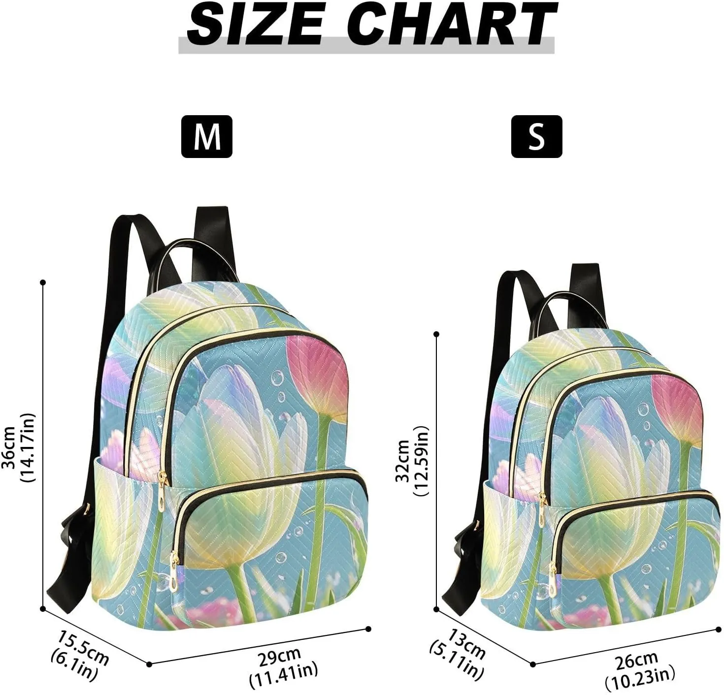 Mini Backpack Quilted Purse for Womens Small Backpack Daypack Tulips Design for Travel Daily Work,Multi1