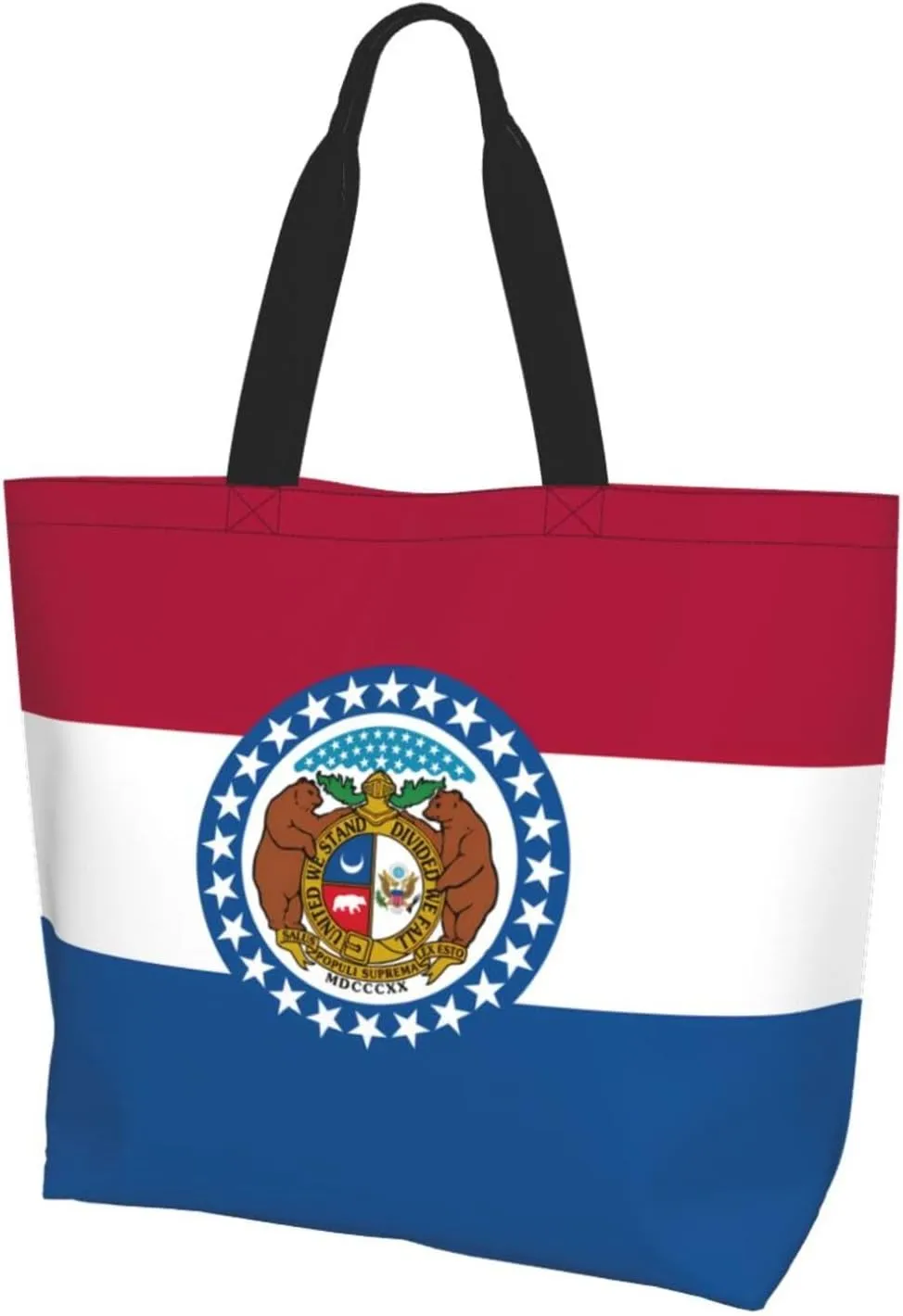 Missouri State Flag Large one-shoulder shopping bag, women's one-shoulder casual handbag, reusable multi-purpose shopping bag