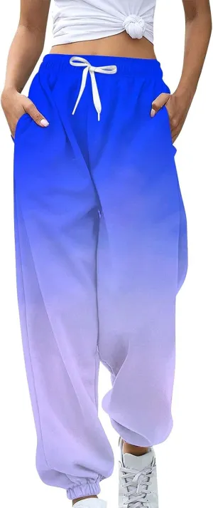 Miyaomn 2024 Fall Sweatpants for Women Baggy Cinch Bottom Joggers High Waisted Drawstring Workout Lounge Trousers with Pocket