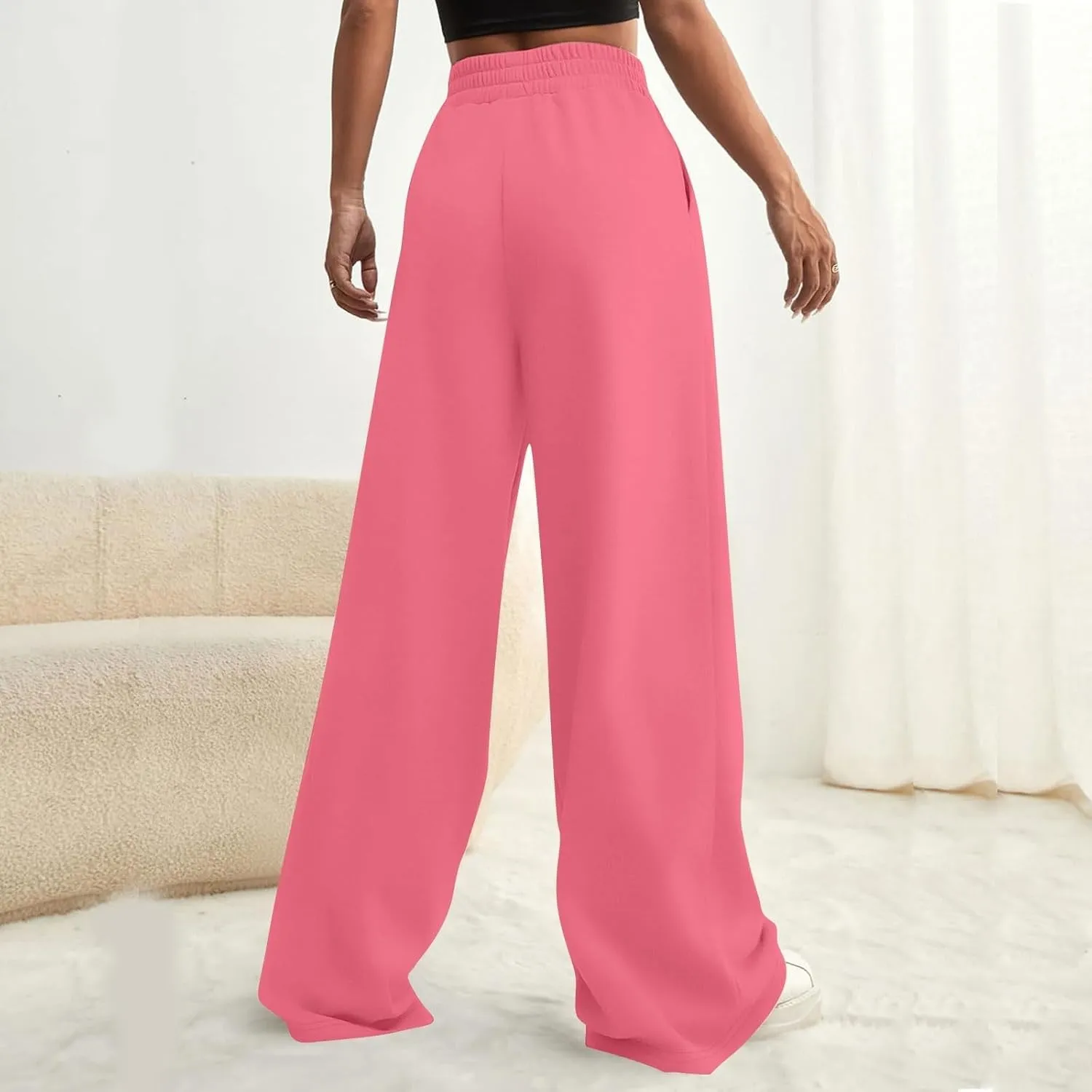 Miyaomn Wide Leg Sweatpants for Women 2024 Trendy High Waist Drawstring Baggy Lounge Pants Y2K Fashion Streetwear with Pocket