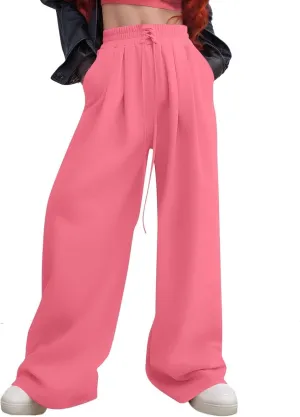 Miyaomn Wide Leg Sweatpants for Women 2024 Trendy High Waist Drawstring Baggy Lounge Pants Y2K Fashion Streetwear with Pocket