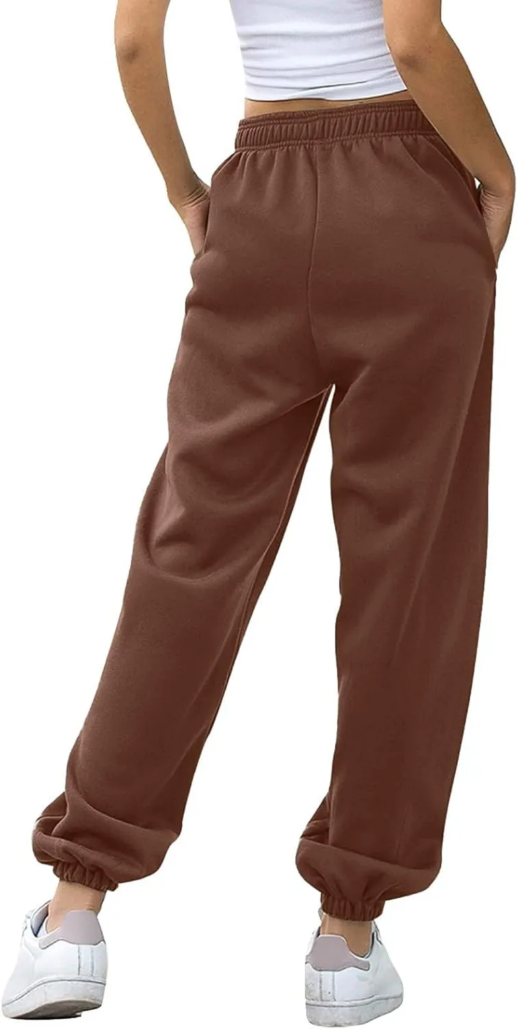 Miyaomn Women's Casual Baggy Sweatpants Elastic High Waisted Drawstring Workout Athletic Joggers Pants 2024 Fall with Pockets