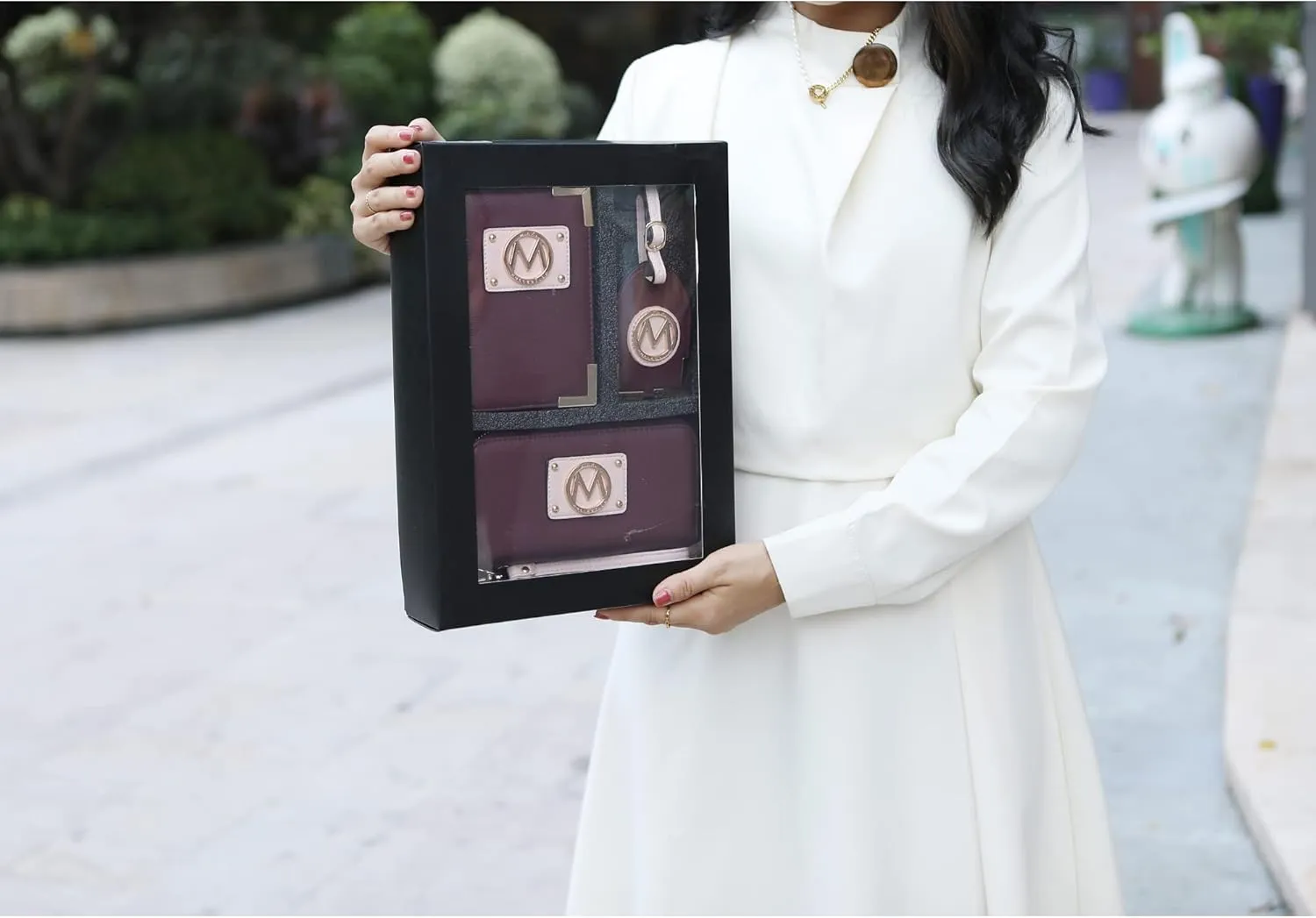 MKF Collection Women's Travel Gift 3 Piece Set - Wristlet Wallet -Passport Holder - Luggage Name Hang Tag by Mia K