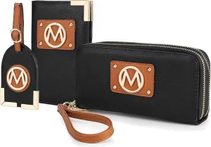 MKF Collection Women's Travel Gift 3 Piece Set - Wristlet Wallet -Passport Holder - Luggage Name Hang Tag by Mia K