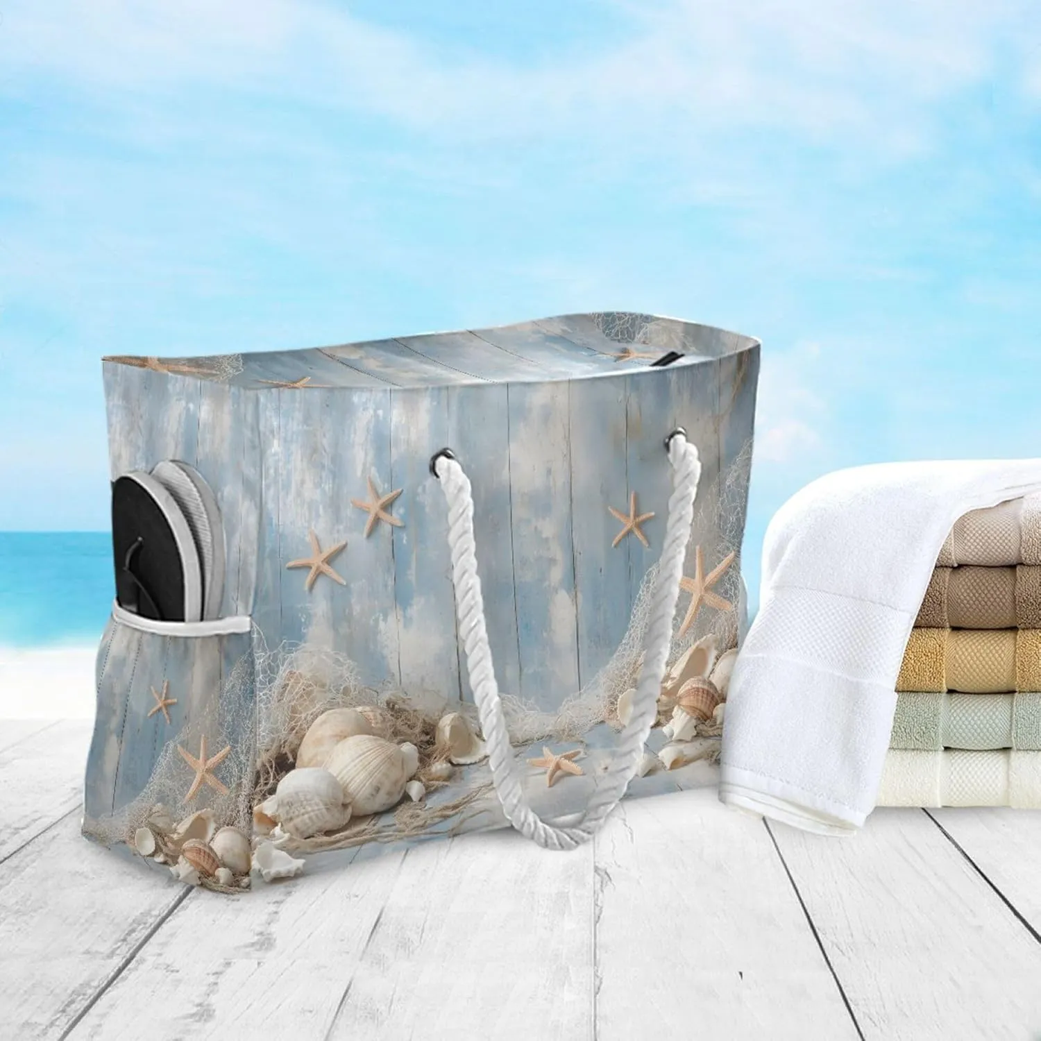 MNSRUU Large Beach Bag for Women, Summer Ocean Tote Travel Gym Swim Bag