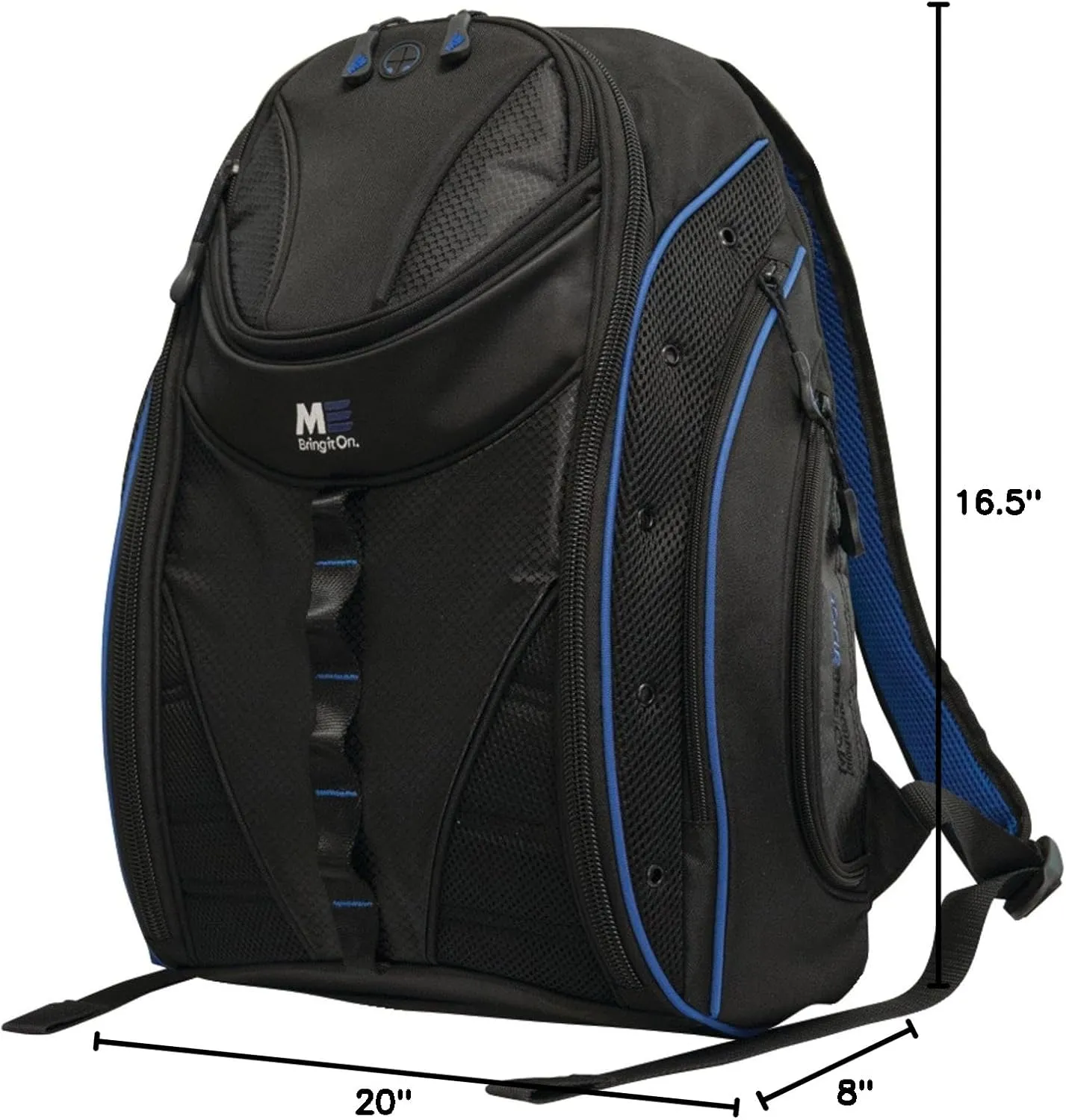 Mobile Edge ​​Express 2.0 Laptop Backpack for Men and Women, Compatible with PC and Mac Laptops 16-17 Inch, Travel Work Business Computer Bag, MEBPE32, Black with Royal Blue Trim