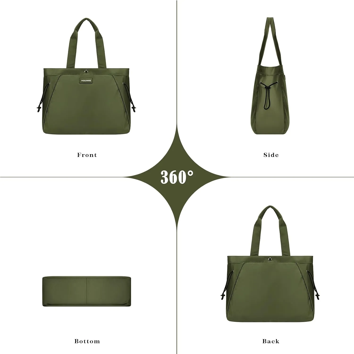 molshine Large Hobo Totes Handbag, Nylon Side Cinch Shopper Bags Shoulder Satchel for Workout Beach Travel Women Lady Model