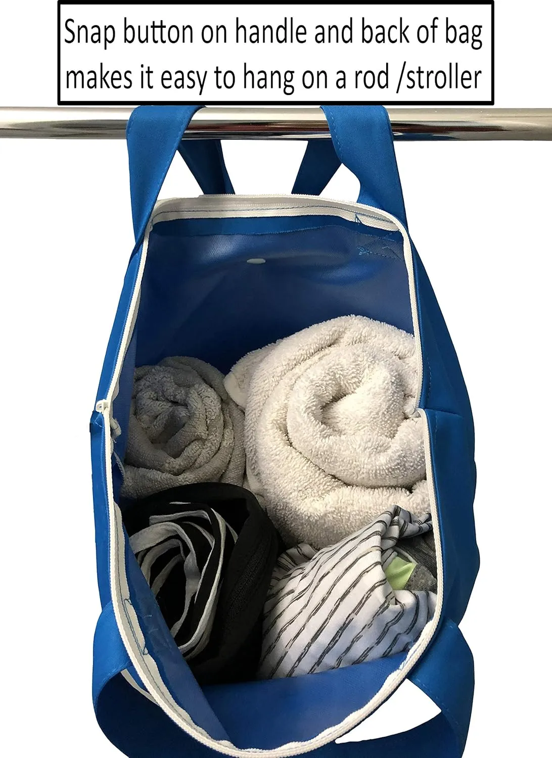 MOM & BAB Wet Bags for Baby | Travel | Cloth Diapers | Swimsuits and Towel | Wet Dry Bag for Breast Pump Parts, Gym, Yoga | Water & Odor Resistant (Blue&Gray)