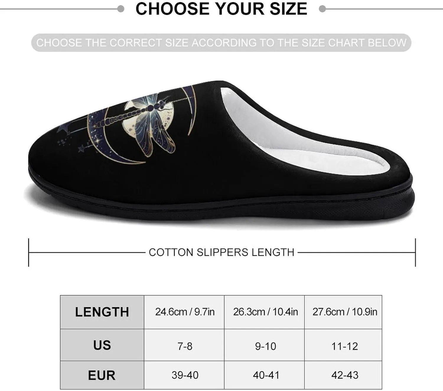 Moon Nature Insect Dragonfly Cotton Slippers for Women Warm Slippers Anti Slip House Shoes