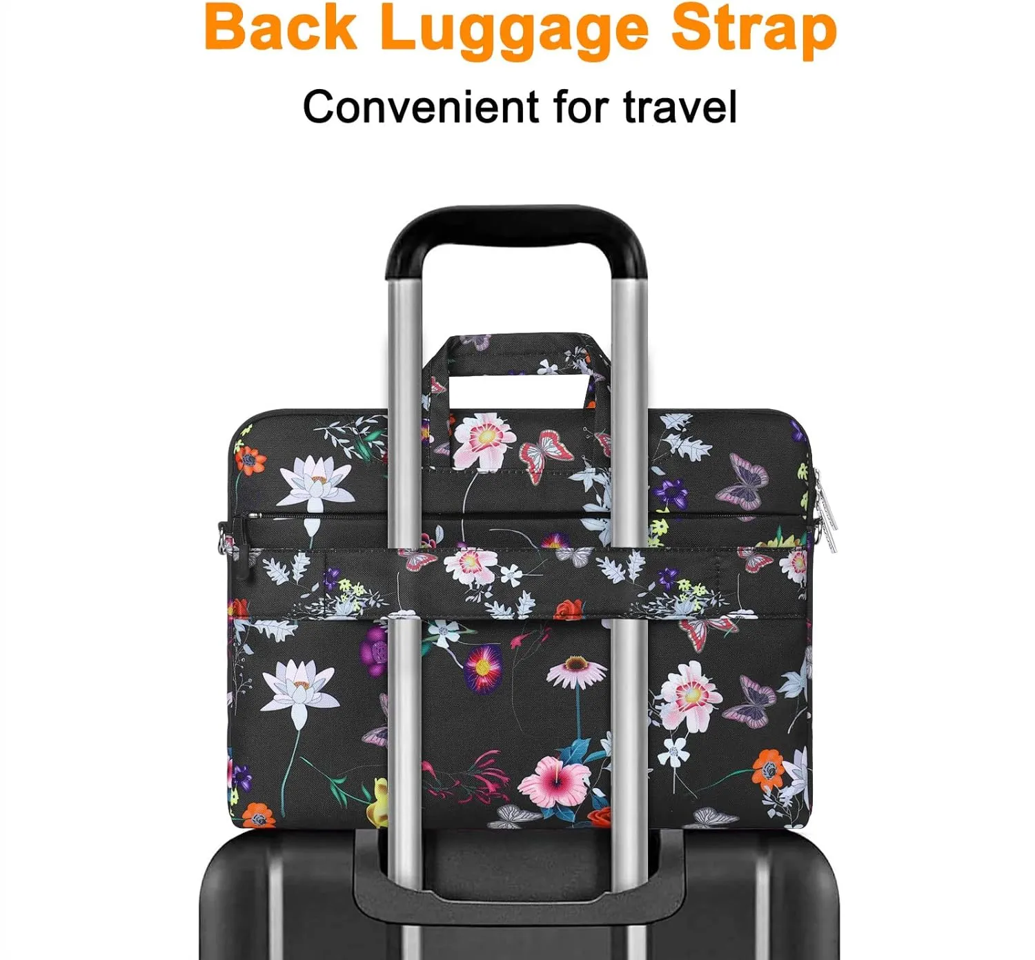 MOSISO Laptop Shoulder Bag Compatible with MacBook Air 15 inch M2 A2941 2023/Pro 16 2023-2019 M2 A2780 M1 A2485 A2141,15-15.6 inch Notebook, Seasons Flowers Polyester Sleeve Case with Belt, Black
