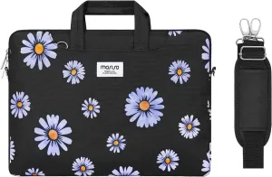 MOSISO Laptop Shoulder Bag Compatible with MacBook Air 15 inch M2 A2941 2023/Pro 16 2023-2019 M2 A2780 M1 A2485 A2141/Pro 15 A1398,15-15.6 inch Notebook, Camomile Briefcase Sleeve with Belt, Black