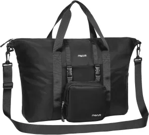 MOSISO Sports Gym Bag, Travel Duffel Bag Weekender Overnight Carry on, Lightweight Workout Fitness Duffel Bag for Men Women with Shoes Compartment & Small Case, Black