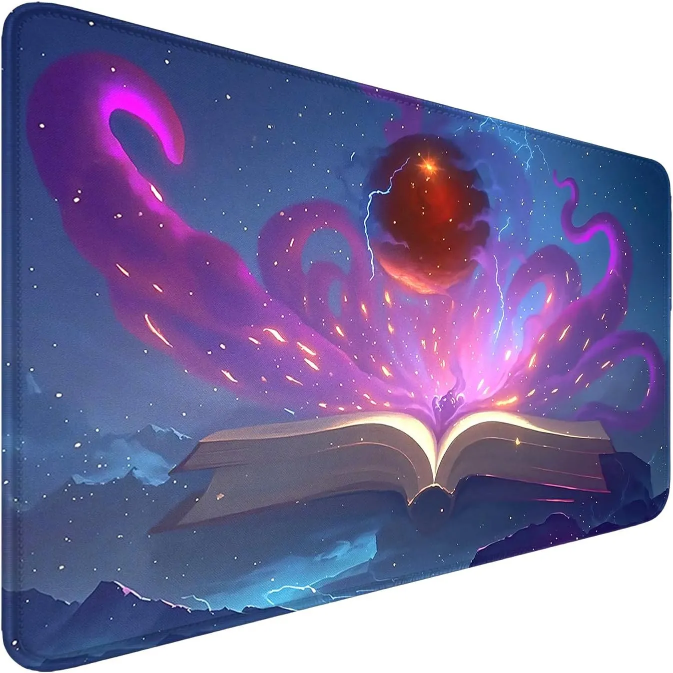 MTG Playmat- Stitched Edges Forest TCG Playmat-Non-Slip Landscape Play Mat Smooth Surface Rubber Base Board Game Mousepad 24x14 inches for Trading Card Game Playing with Storage Bags