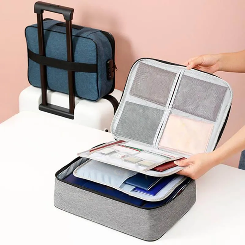 Multi-Layer Document Storage Bag 1PC 2Sizes 3Colours Oxford Fabric