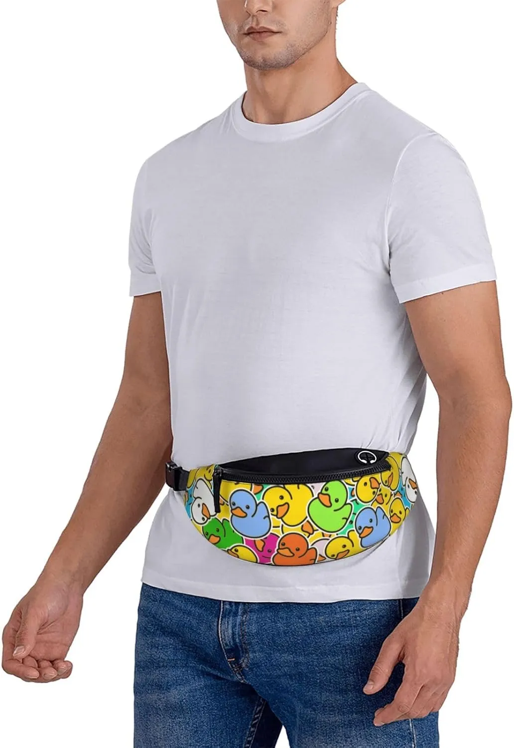 Multicolor Duck 1 Fanny Pack Crossbody Waist Bag Pack for Men Women. Belt Bag for Travel Walking Running Hiking Fishing.