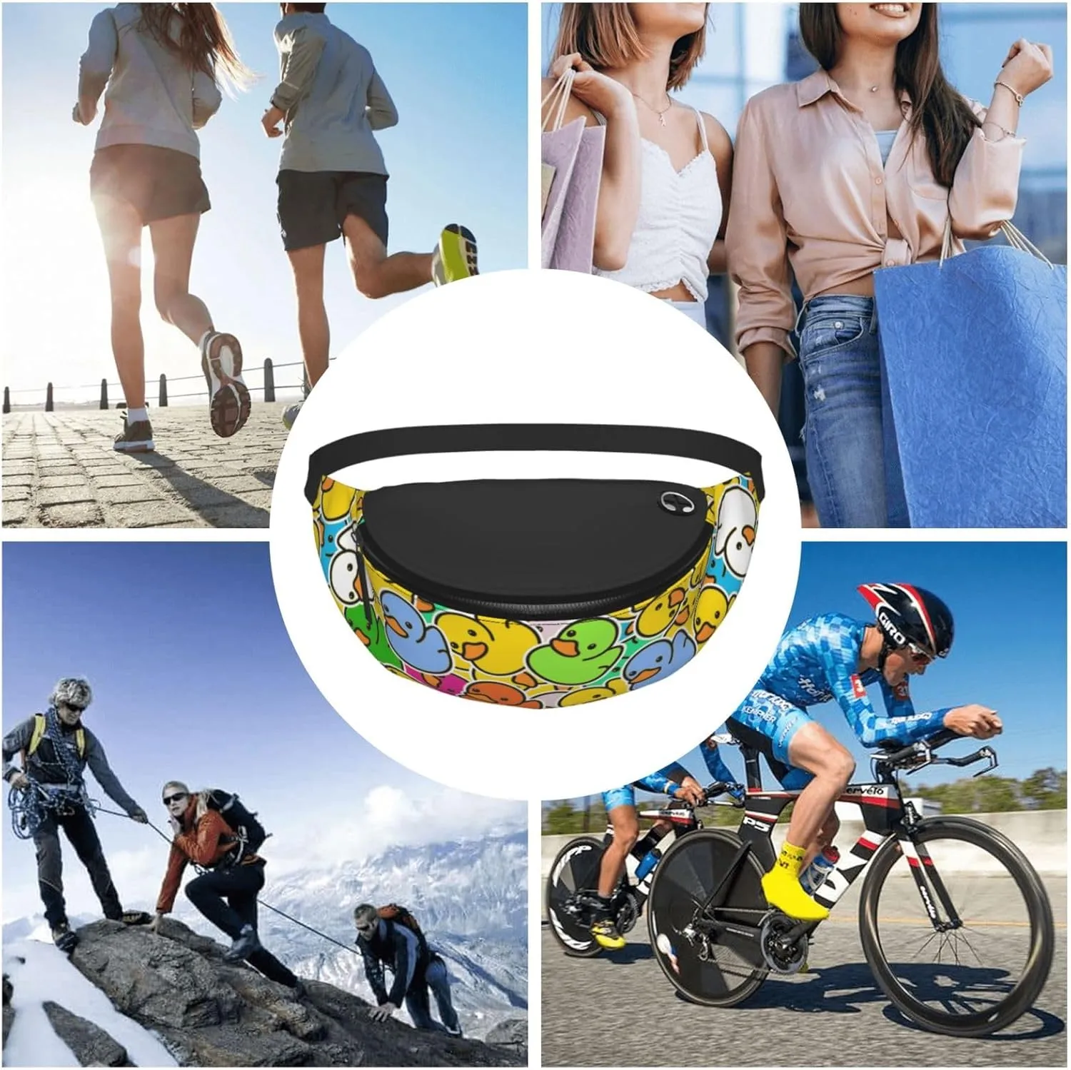 Multicolor Duck 1 Fanny Pack Crossbody Waist Bag Pack for Men Women. Belt Bag for Travel Walking Running Hiking Fishing.
