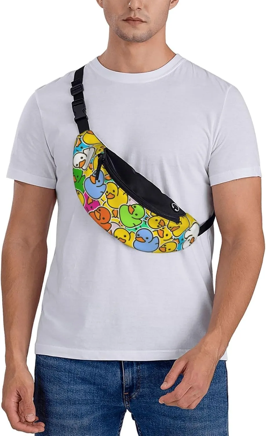 Multicolor Duck 1 Fanny Pack Crossbody Waist Bag Pack for Men Women. Belt Bag for Travel Walking Running Hiking Fishing.