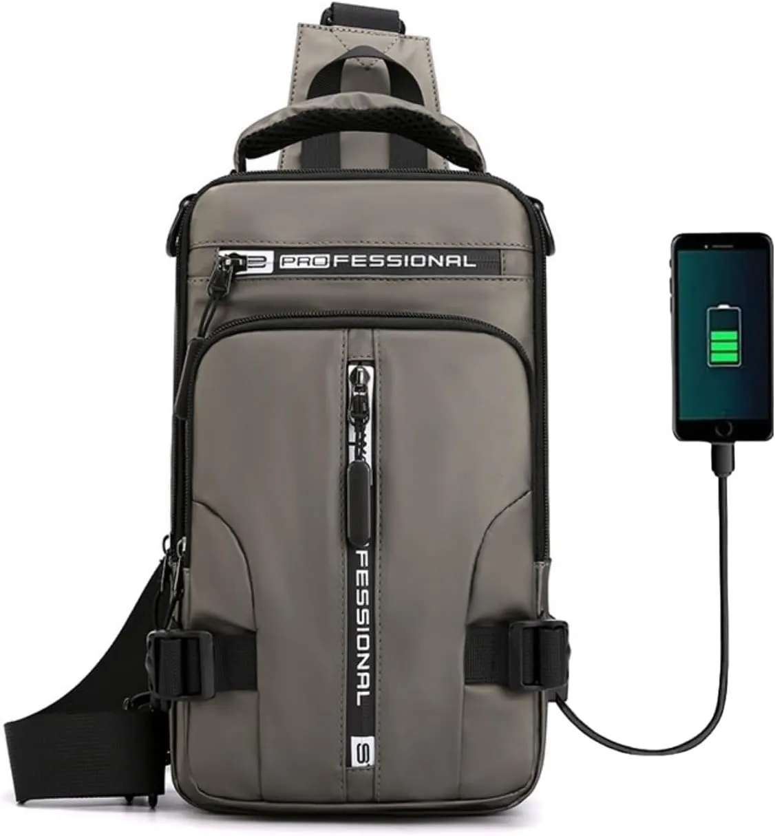 Multipurpose Waterproof Crossbody Bag,Fashion Chest Bag with USB Charging Port,Walking Backpack with Adjustable Strap