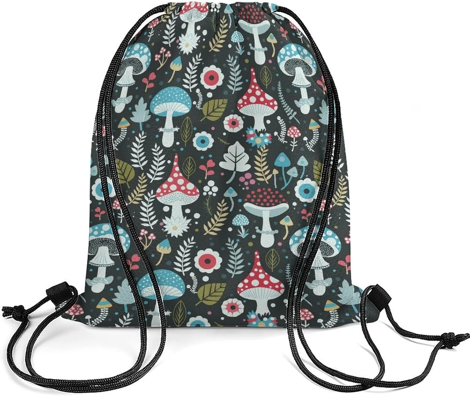 Mushroom Pattern Drawstring Backpack String Bag Sackpack Cinch for Gym Shopping Sport Yoga 35 * 42cm