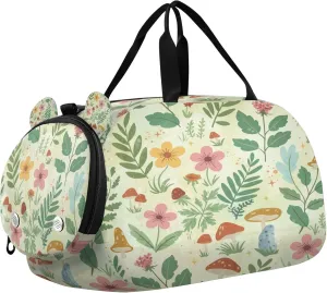 Mushrooms Youth Sports & Travel Duffle Bag with Shoe Compartment,Waterproof Gym Bag for Girls and Boys (Overnight Essentials Organizer)
