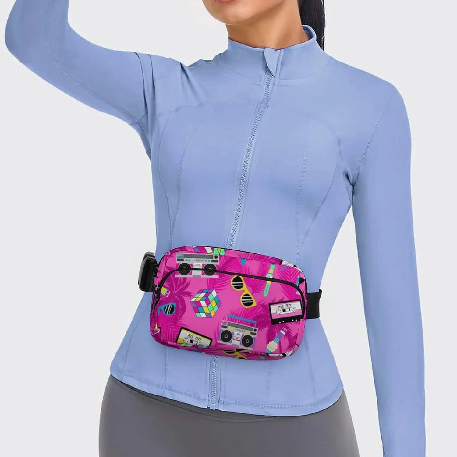 Music And Fun Pink Design Large Capacity Portable All Print Waist Bag