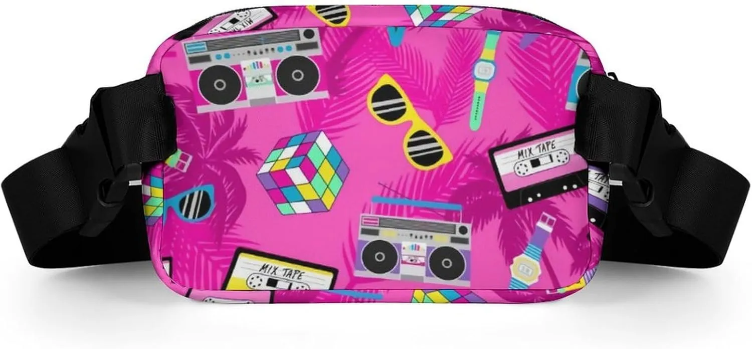 Music And Fun Pink Design Large Capacity Portable All Print Waist Bag
