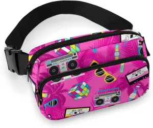 Music And Fun Pink Design Large Capacity Portable All Print Waist Bag