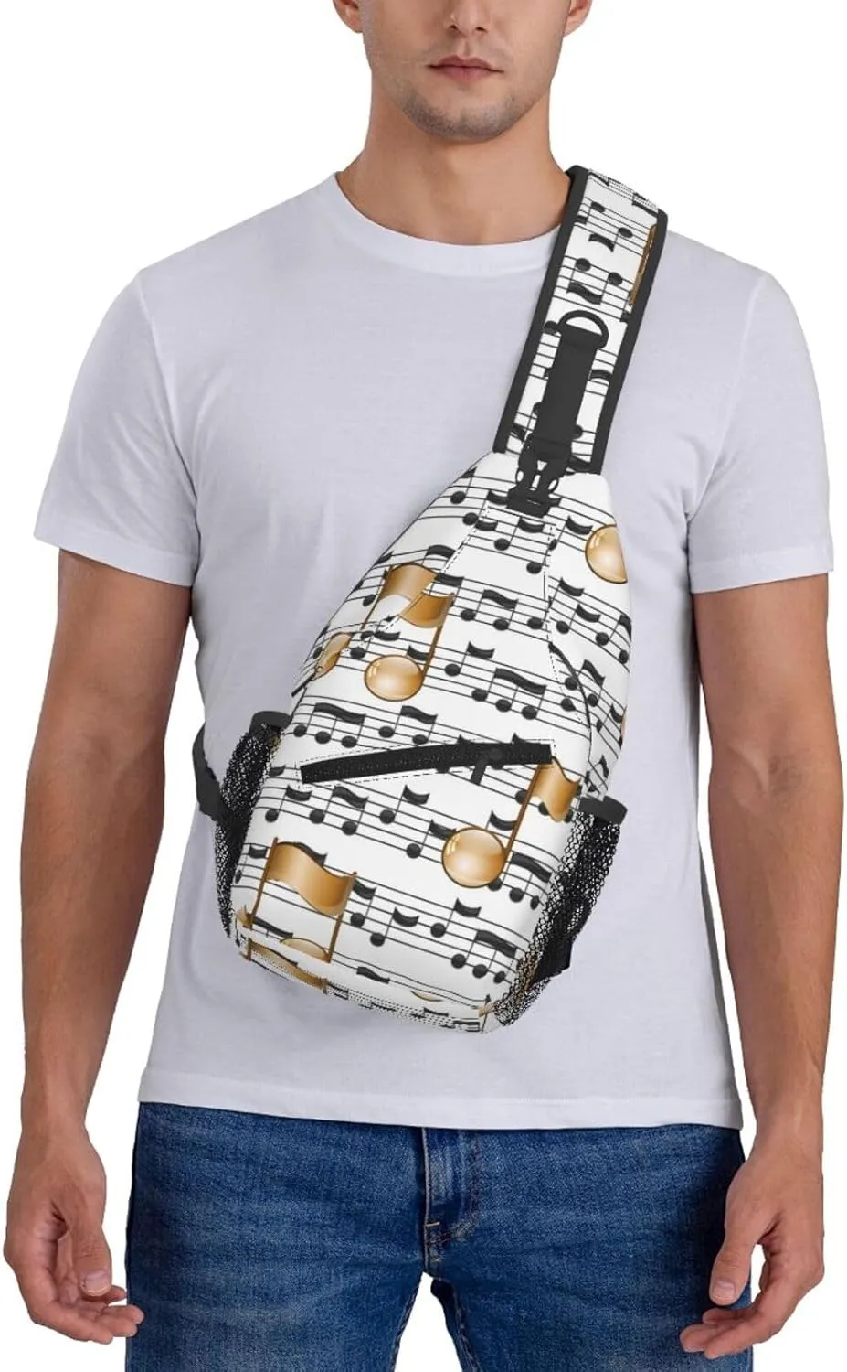 Music Crossbody Bag Music Notes Shoulder Bag Backpack Notes Sling Bag Cute Music Chest Casual Daypack Bag