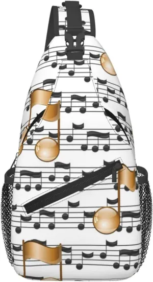 Music Crossbody Bag Music Notes Shoulder Bag Backpack Notes Sling Bag Cute Music Chest Casual Daypack Bag