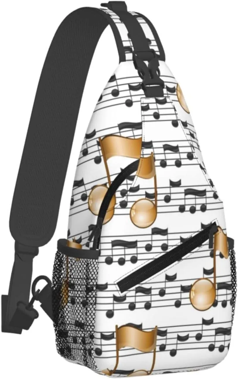 Music Crossbody Bag Music Notes Shoulder Bag Backpack Notes Sling Bag Cute Music Chest Casual Daypack Bag