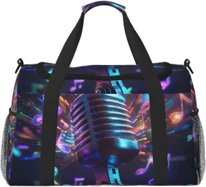 Musical Microphone Travel Duffel Bag Tote Bag Sports Gym Bag For Women And Men