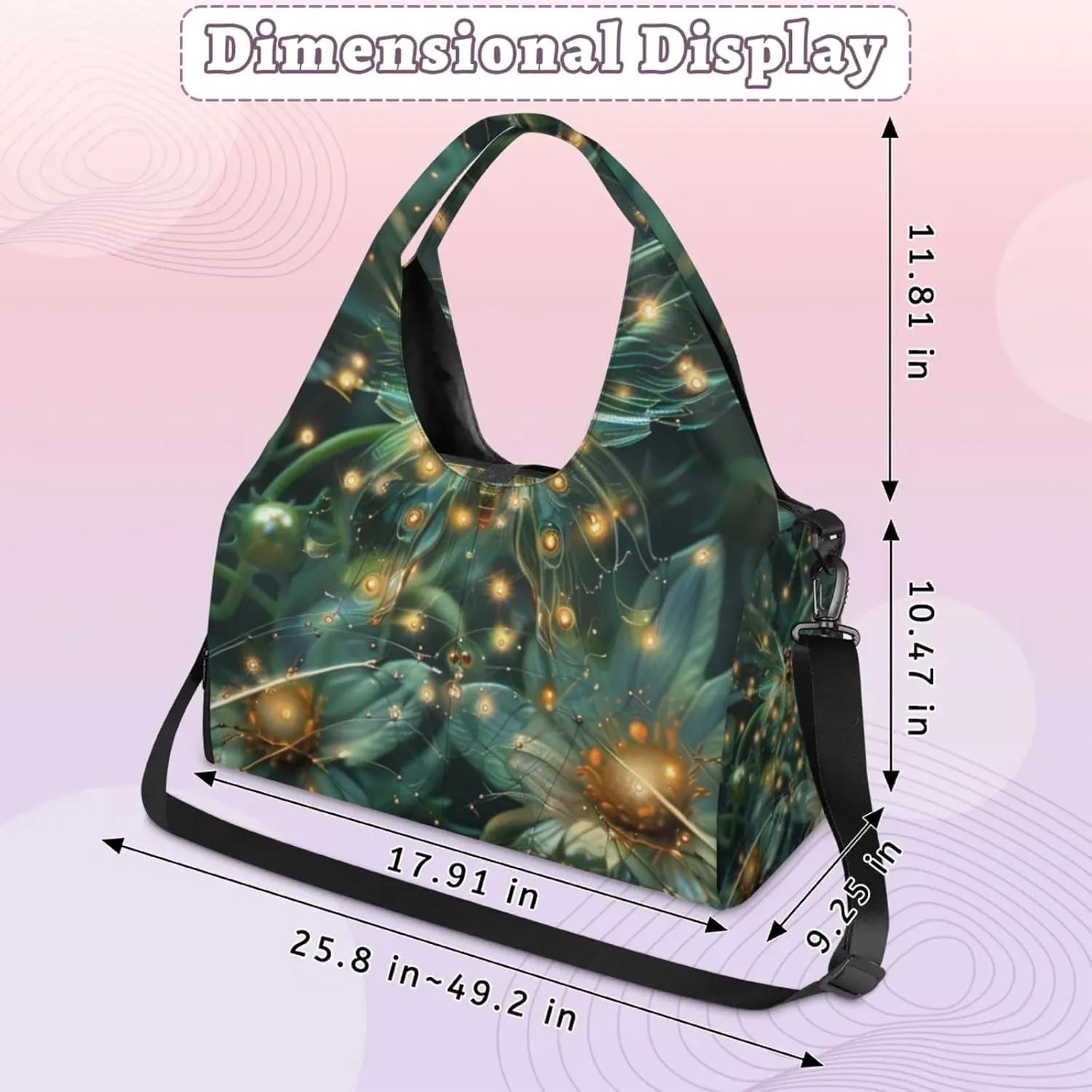 Mysterious Butterfly Night Gym Bag Yoga Mat Tote for Women with Shoes Compartment Lightweight Duffle Travel Carrier Wet Dry Storage Pockets Adjustable Pilates Mats Shoulder Bags for Sport Swim