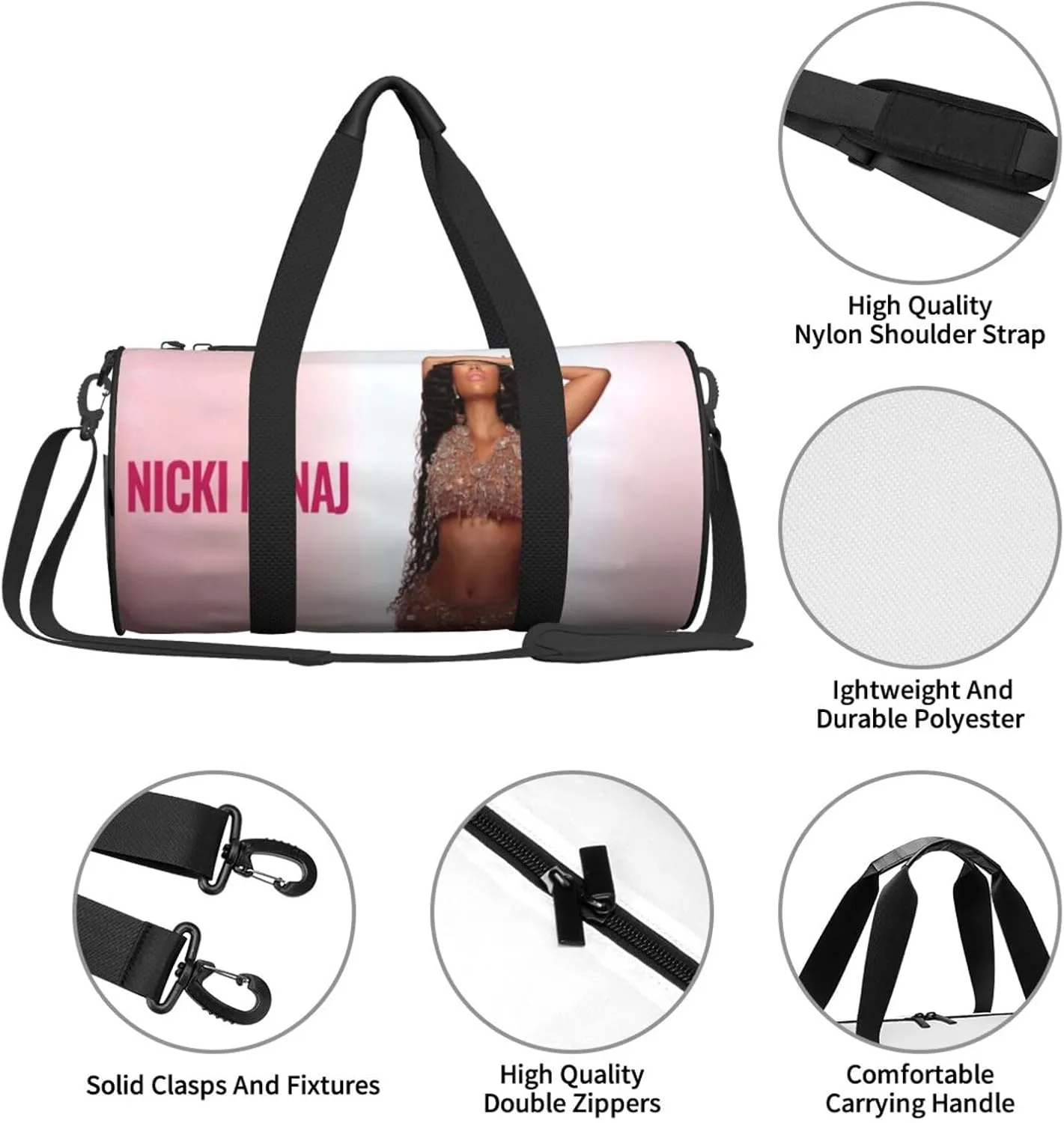 N-icki Minaj Sport Duffel Bag,Travel Duffle Bag Sports Gym Bag,Tote Weekender Bag for Women Men Business Trip