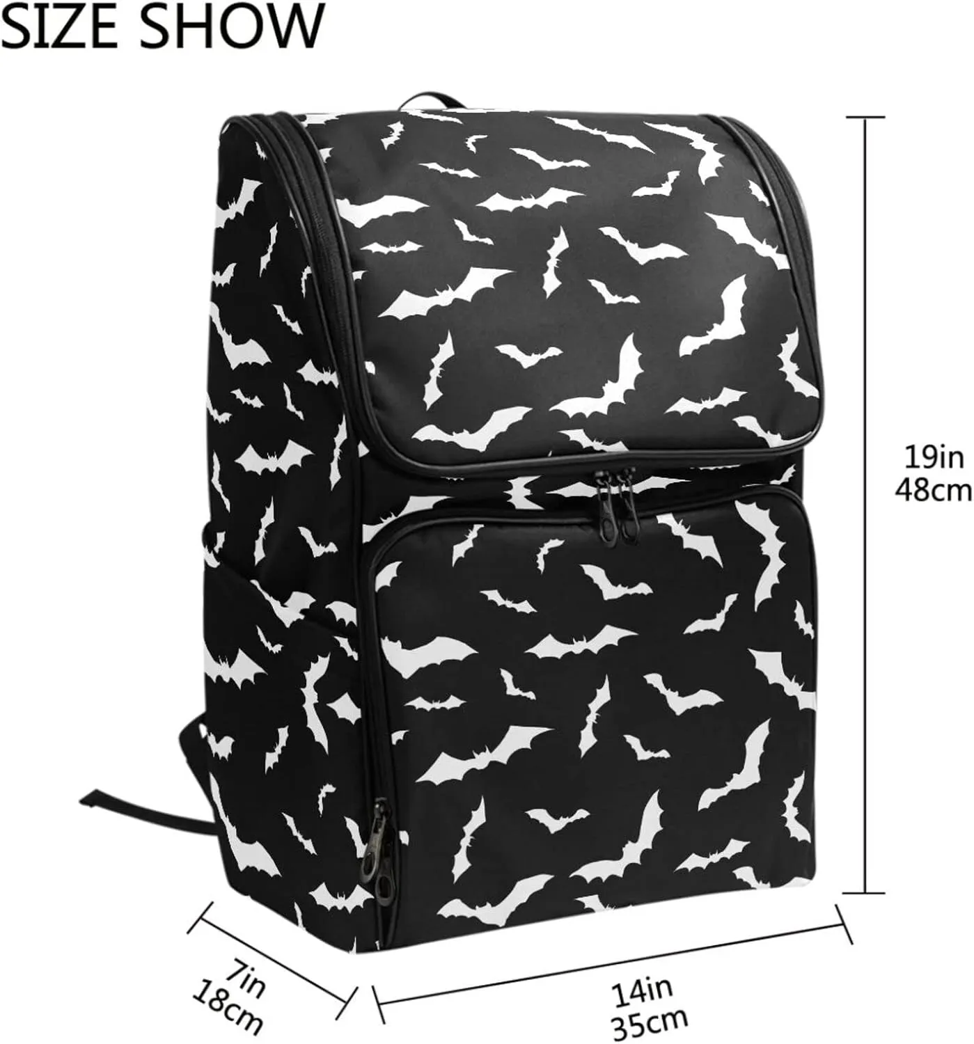 Naanle Stylish Bats Halloween Pattern Large College School Books Backpack Waterproof Computer Bag Travel Daypack for Man Woman