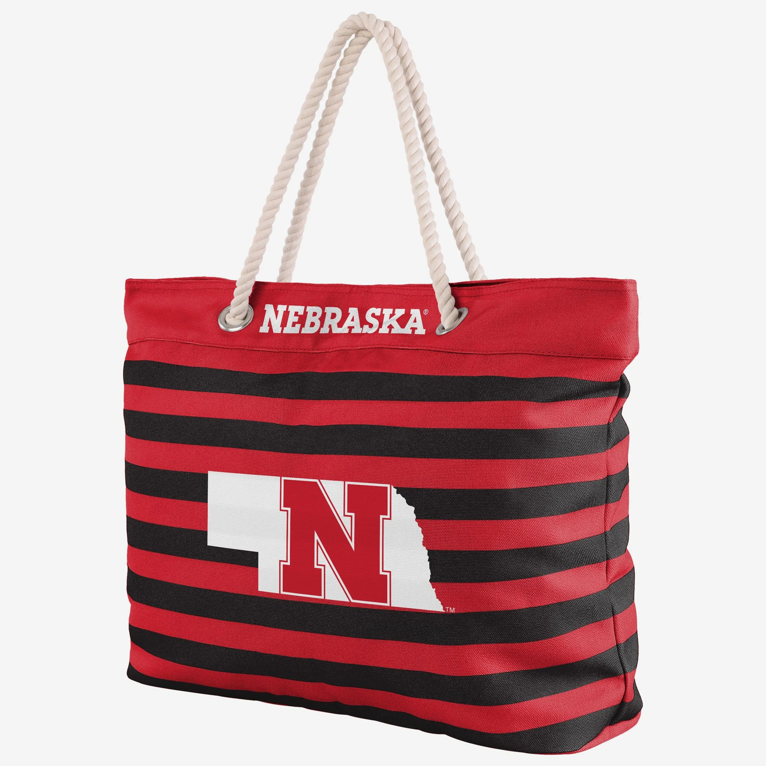 Nebraska Cornhuskers Nautical Stripe Tote Bag
